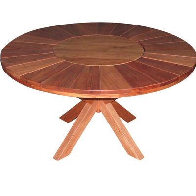 Conjunto Com Mesa De Madeira Giratória E 6 Cadeiras Modelo Sol Marrom