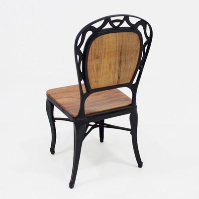Cadeira Para Mesa De Jantar Em Alumínio Fundido E Madeira Modelo Aracruz Preta