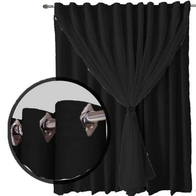 Cortina Sala E Quarto 6,50x2,60 Tecido Blackout Ana Preto