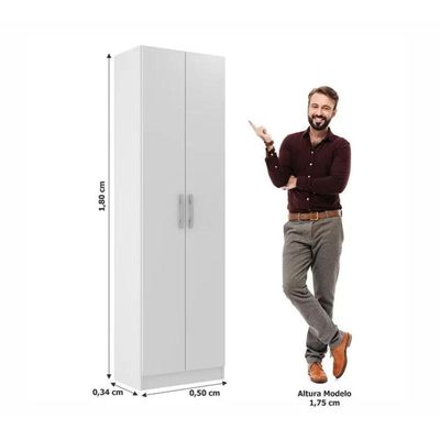 Armário Multiuso Milão 2 Portas E 4 Prateleiras - Branco Branco