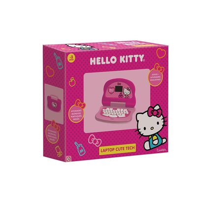 Kit Laptop Infantil Educativo Candide Hello Kitty Tech Bilíngue + 1 Fidget Spinner Sortido