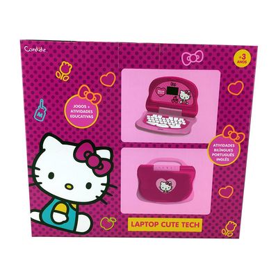 Kit Laptop Infantil Educativo Candide Hello Kitty Tech Bilíngue + 1 Fidget Spinner Sortido