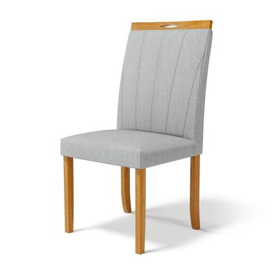Kit Com 4 Cadeiras Aurora Madeira Maciça Estofadas Para Mesa De Jantar Linho Cinza 407