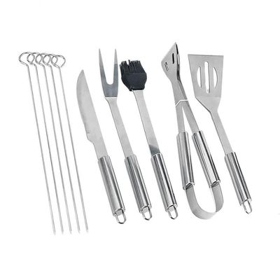 Kit Churrasco 9 Peças Aço Inox+bolsa Com Alça Alta Qualidade