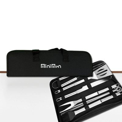 Kit Churrasco 9 Peças Aço Inox+bolsa Com Alça Alta Qualidade