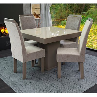 Conjunto Mesa Quadrada New Nevada com 4 Cadeiras Talismã Tabaco/Fendi