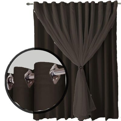 Cortina Sala E Quarto 6,50x2,40 Tecido Blackout Ana Marrom