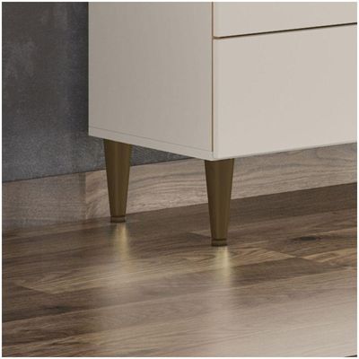 Cristaleira 02 Portas Com Vidro 02 Gavetas Liz Henn Off White Com Nature