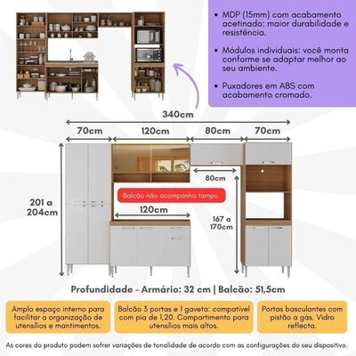 Armário Completo c/ Gabinete Pia 5 Pçs Paris Multimóveis