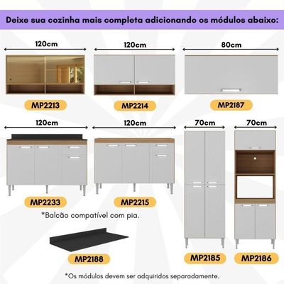 Armário Modulado c/ Gabinete Pia 5 Pçs Paris Multimóveis
