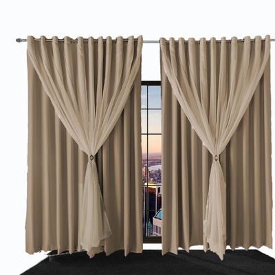 Cortina Sala E Quarto 4,50x2,70 Tecido Blackout Ana Bege
