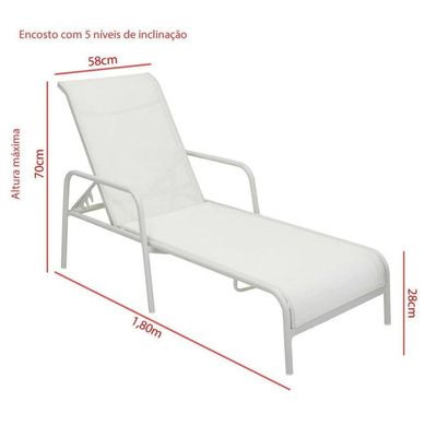 Espreguiçadeira Modelo Sling Em Tela E Alumínio Branco