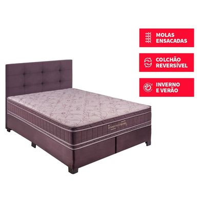 Conjunto Cama Box Queen Molas Kappesberg Inverno e Verão - 158x198 Beringela