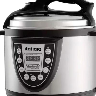 Panela De Pressão Elétrica Midi 5L Inox Com Preto 127V