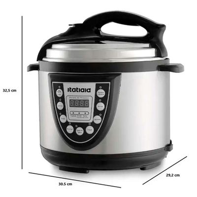 Panela De Pressão Elétrica Midi 5L Inox Com Preto 127V