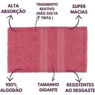 Jogo De Toalhas De Banho 4 Peças 100% Algodão Alta Absorção (2 Banho + 2 Rosto ) Padrão Hotel/pousada - Rosê