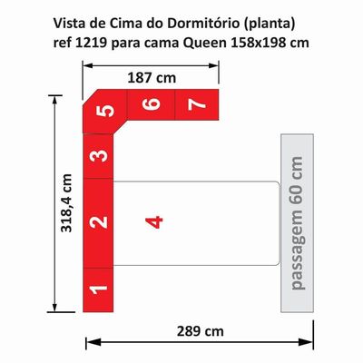 Dormitório Queen Size Completo 1219 San Remo