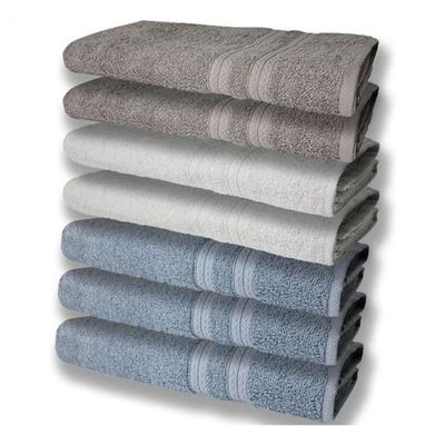 7 Toalhas Felpudas E Grossa 80x150 3 Azul 2 Branco 2 Cinza