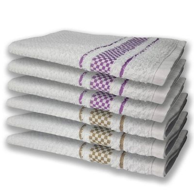 6 Panos De Prato Atoalhado Felpudo Premium Roxo+marrom