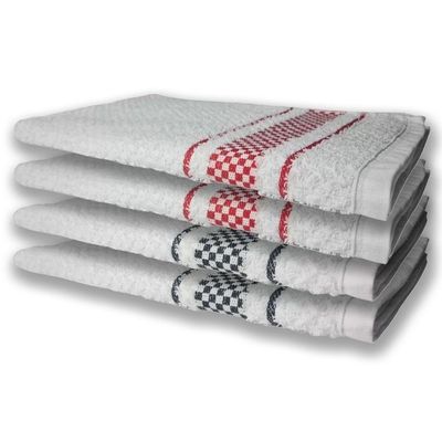 4 Panos De Prato Atoalhado Felpudo Premium Preto+vermelho