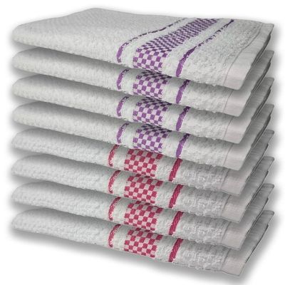 8 Panos De Prato Atoalhado Felpudo Premium 4 Rosa 4 Roxo