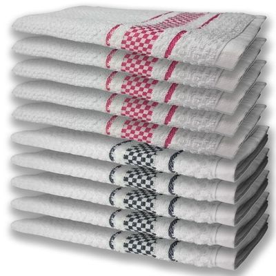 10 Panos De Prato Atoalhado Felpudo Premium 5 Rosa 5 Preto
