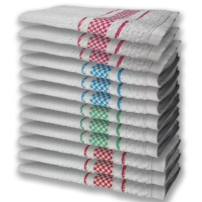 12 Panos De Prato Atoalhado Felpudo Premium Vm+vd+az+rs