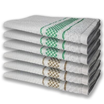 6 Panos De Prato Atoalhado Felpudo Premium Verde+marrom