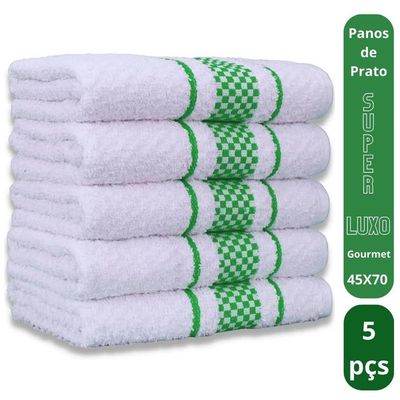 Kit 5 Pano De Prato Super Luxo Atoalhado Premium Gourmet Beka - Verde
