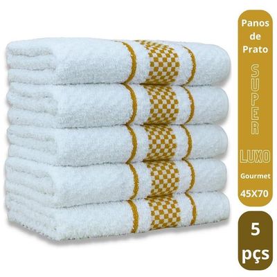 Kit 5 Pano De Prato Super Luxo Atoalhado Premium Gourmet Beka - Marrom
