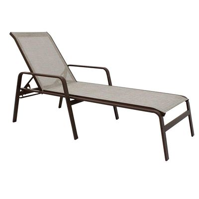 01 Espreguiçadeira Para Piscina Em Aluminio Tela Sling Marrom Capuccino