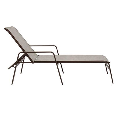01 Espreguiçadeira Para Piscina Em Aluminio Tela Sling Marrom Capuccino