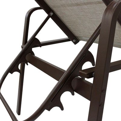 01 Espreguiçadeira Para Piscina Em Aluminio Tela Sling Marrom Capuccino