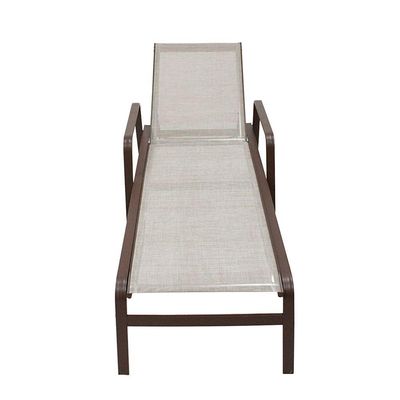01 Espreguiçadeira Para Piscina Em Aluminio Tela Sling Marrom Capuccino