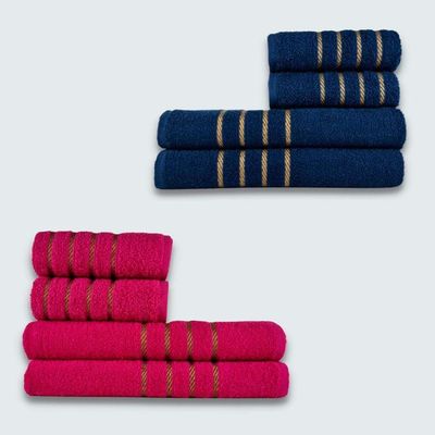 Jogo De Toalha 8 Pe?a Cole??o Montreal 100% Algod?o Azul+rosa
