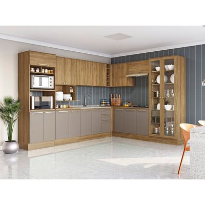 Balcão Multiuso com Tampo 40cm Botanic 1 Porta Kappesberg Nogueira/Fendi