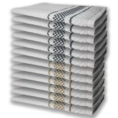 12 Panos De Prato Atoalhado Felpudo Premium 6 Preto 6 Marrom