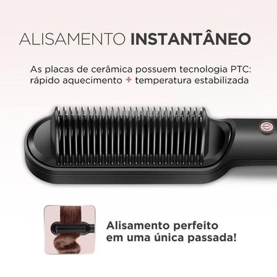 Escova Alisadora Black Rose Mondial Preto/rose EA-07 Bivolt