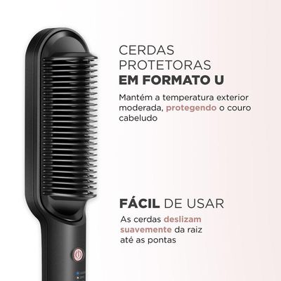 Escova Alisadora Black Rose Mondial Preto/rose EA-07 Bivolt