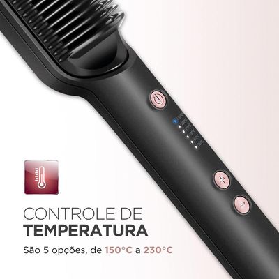 Escova Alisadora Black Rose Mondial Preto/rose EA-07 Bivolt