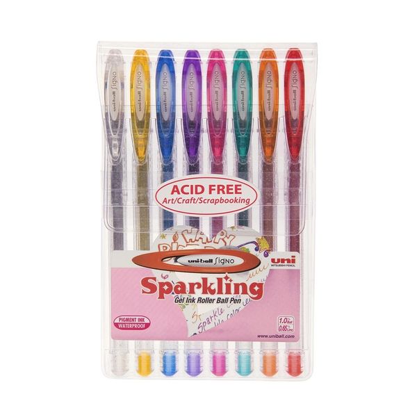 Caneta Gel Uniball Signo Sparkling 0.7mm com 8 Unidades