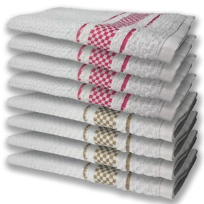 8 Panos De Prato Atoalhado Felpudo Premium 4 Rosa 4 Marrom