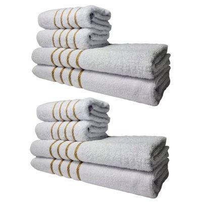 Kit 8 Toalhas Grossas E Grandes Montreal 4 Banhos 4 Rostos Branco