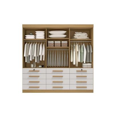 Guarda Roupa Casal Mdf 6 Portas 12 Gavetas Monaco Plus Cinamomo/off White