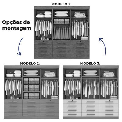 Guarda Roupa Casal Mdf 6 Portas 12 Gavetas Monaco Plus Cinamomo/off White