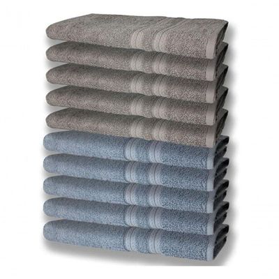 10 Toalhas Felpudas Grande E Grossa 80x150 5 Azul 5 Cinza
