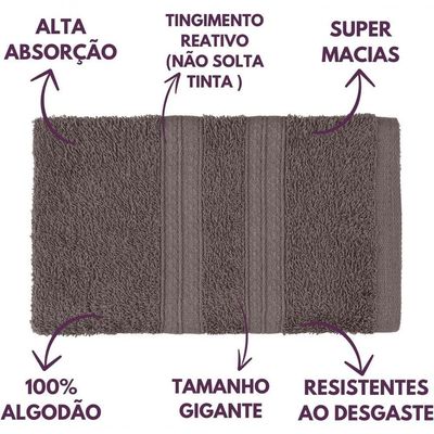 Jogo De Toalhas De Banho 4 Peças 100% Algodão Alta Absorção (2 Banho + 2 Rosto ) Padrão Hotel/pousada - Cinza