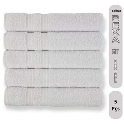Kit Hotel 5 Toalhas Super Grossa E Felpuda 80x150cm Branco Beka