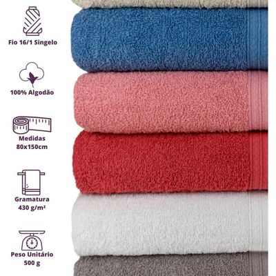 Kit Hotel 5 Toalhas Super Grossa E Felpuda 80x150cm Branco Beka