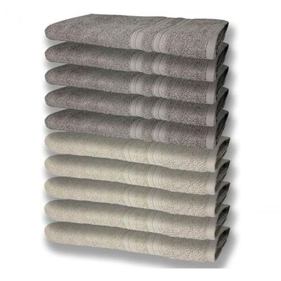10 Toalhas Super Felpudas Grande E Grossa 5 Bege 5 Cinza